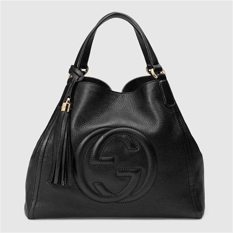 gucci shopper schwarz leder|gucci shoulder bag.